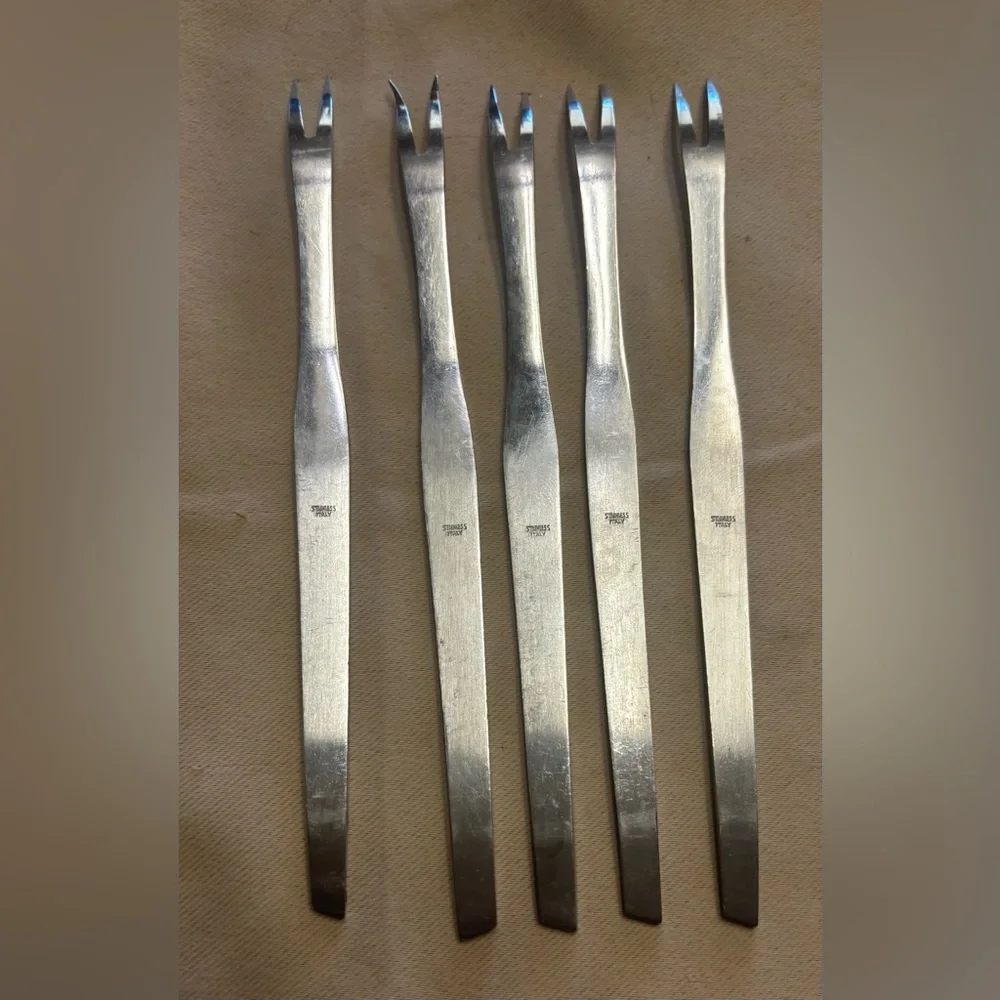 Set of 5 - Stainless Steel Seafood Cocktail Shrimp Forks‎ Made in Italy